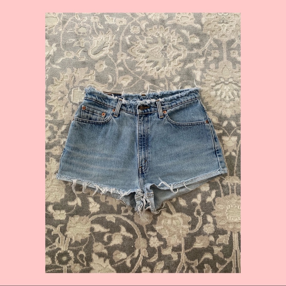 Levi’s High Waisted Distressed Denim Shorts